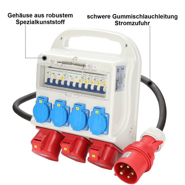 Sonnewelt power distributor 2 x CEE 16A 400V + 1 x CEE 32A 400V + 4 x 230V 5-pin