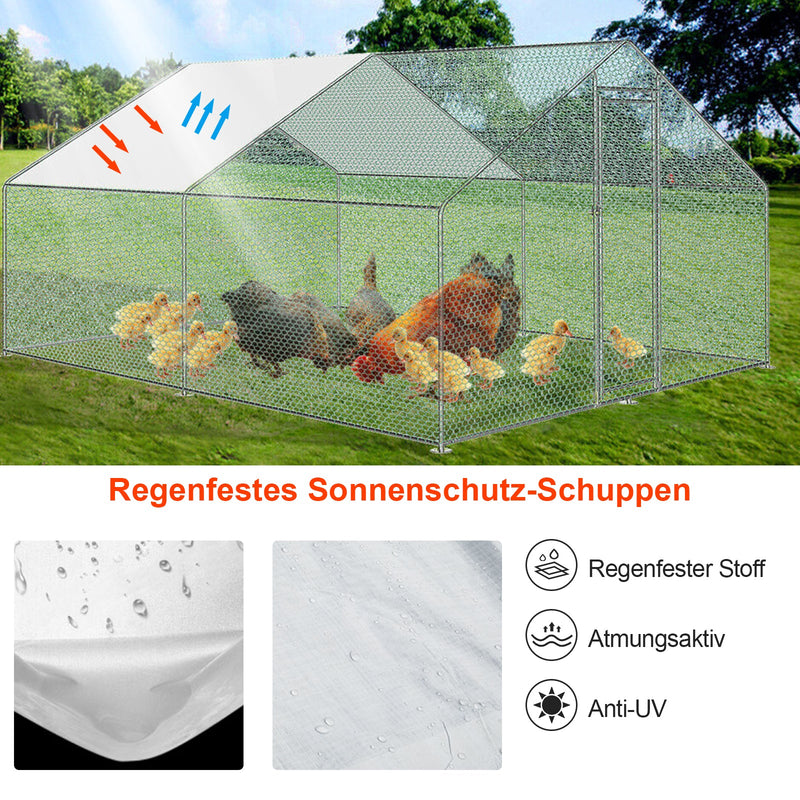 Sonnewelt Hühnerstall Metall Freilaufgehege mit Dachplane 3*4*2m