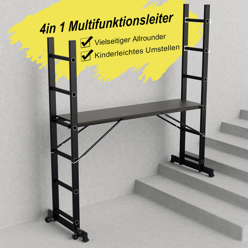 Sonnewelt Gerüst 4 in 1  Alu Multifunktionsleiter 6+6 Stufen