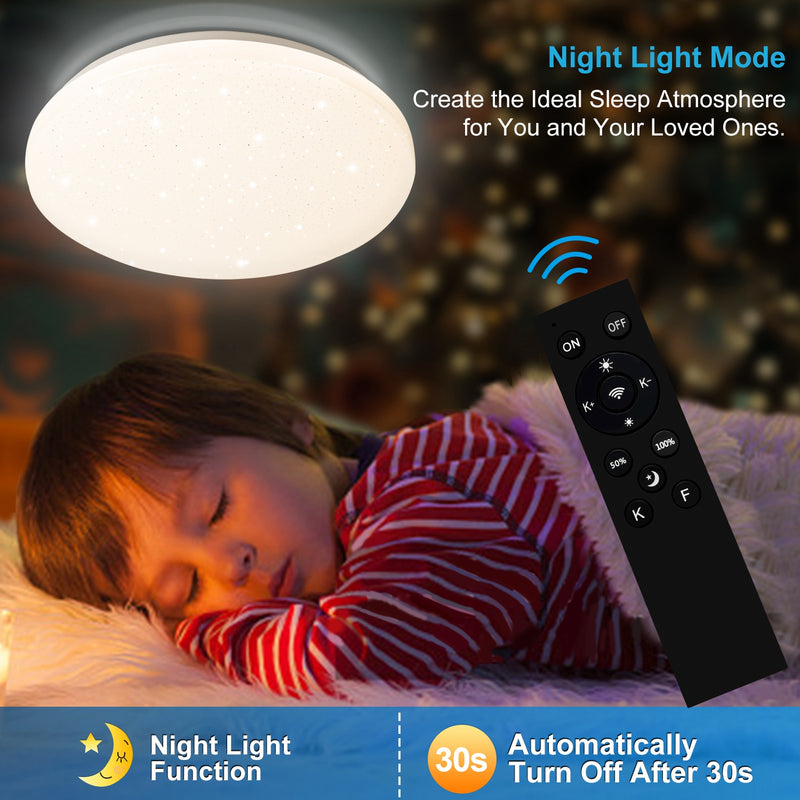 Sonnewelt 24W LED Deckenleuchte Dimmbar mit Sternenhimmel-Effekt
