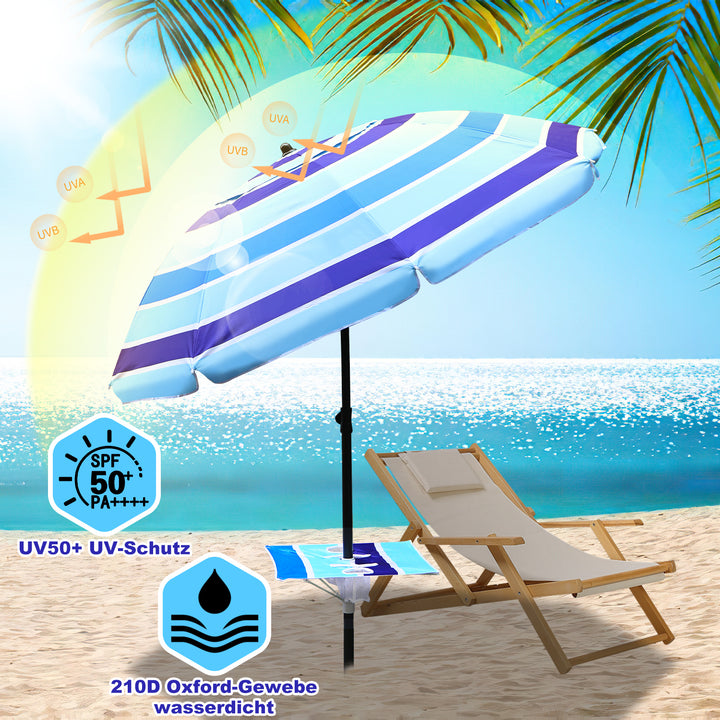 Sonnewelt Strandschirm Sonnenschirm Ø 213cm mit Tisch