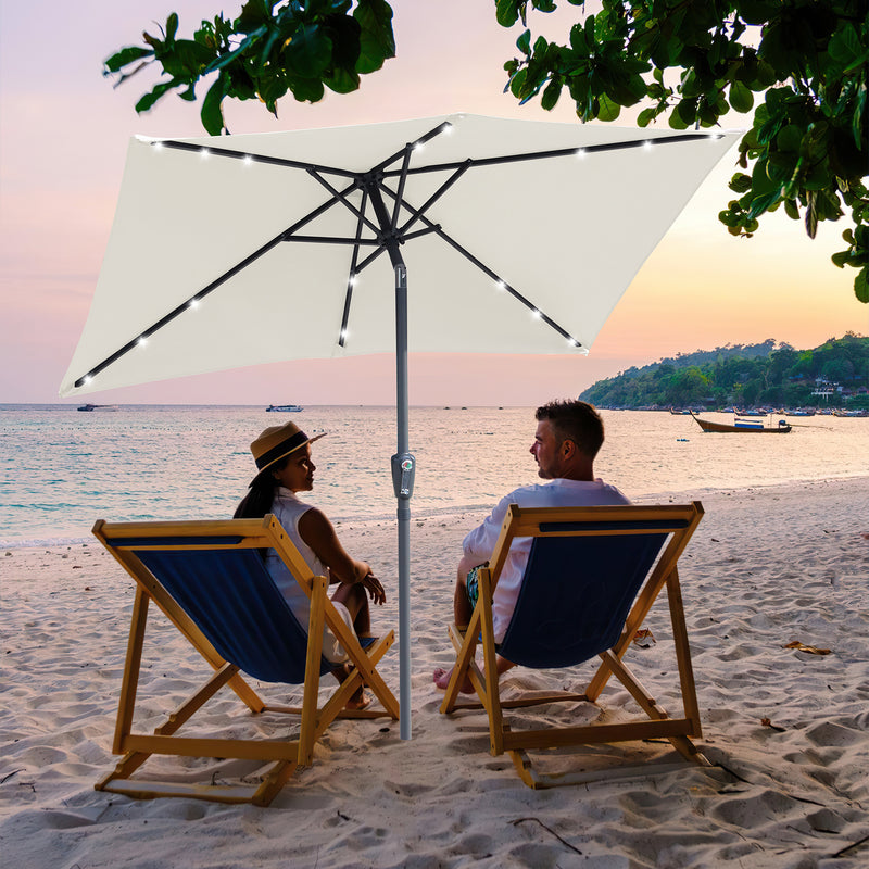 Sonnewelt Sonnenschirm 210x140 / 300x200cm Rechteckig mit LED Solar
