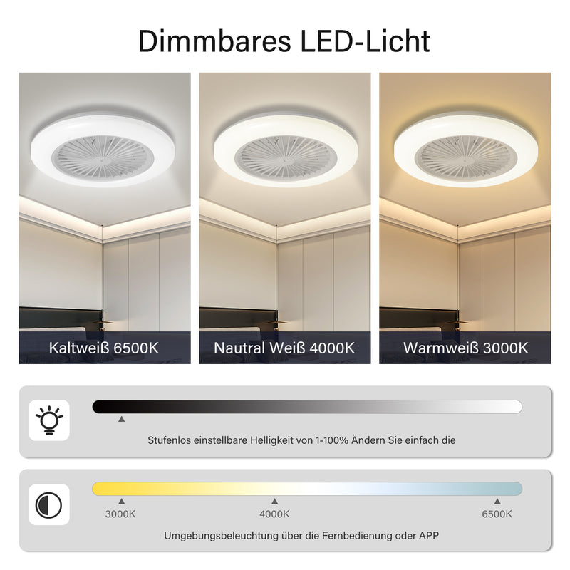 Sonnewelt Deckenventilator mit Beleuchtung RGB mit Fernbedienung