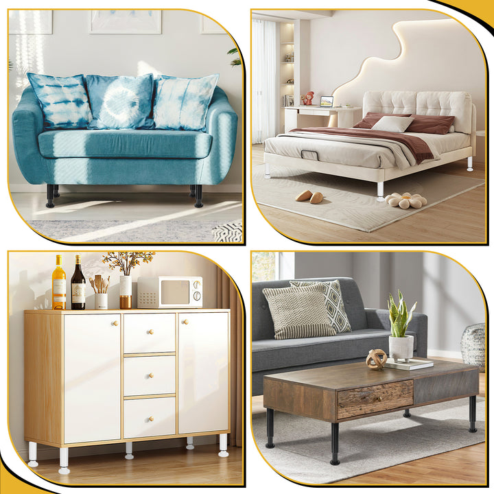 Sonnewelt set of 4 furniture feet, height adjustable 12-18cm/18-30cm