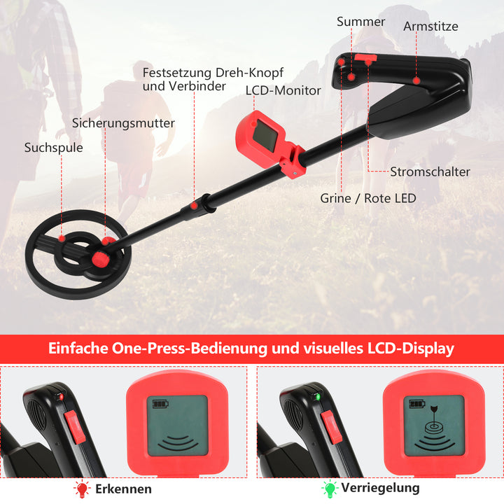 Sonnewelt Metalldetektor mit LCD-Anzeige All-Metall Funktion