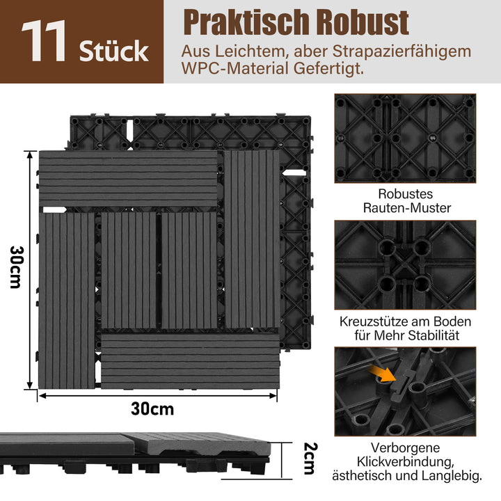 Sonnewelt WPC Terrassenfliesen Klickfliese 30x30cm 11 stk