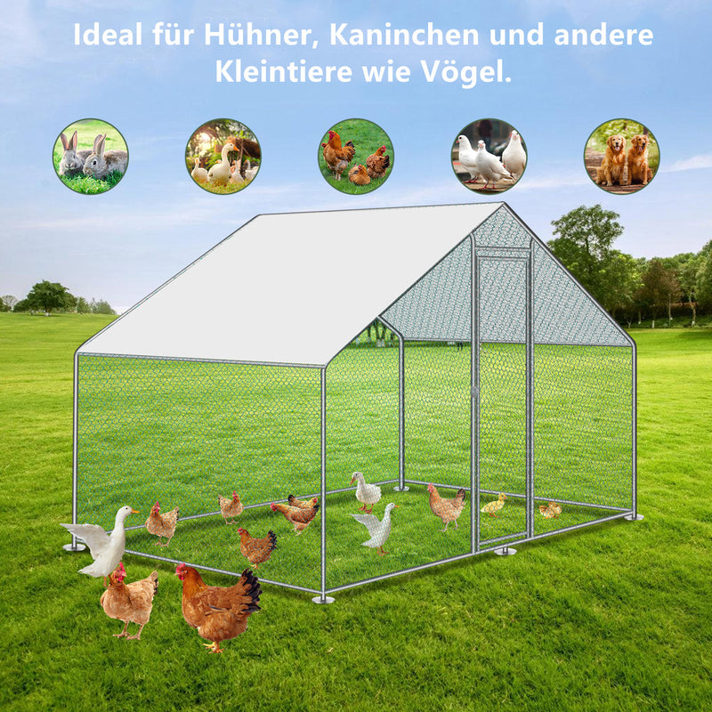 Sonnewelt Hühnerstall Metall Freilaufgehege mit Dachplane 3*2*2m