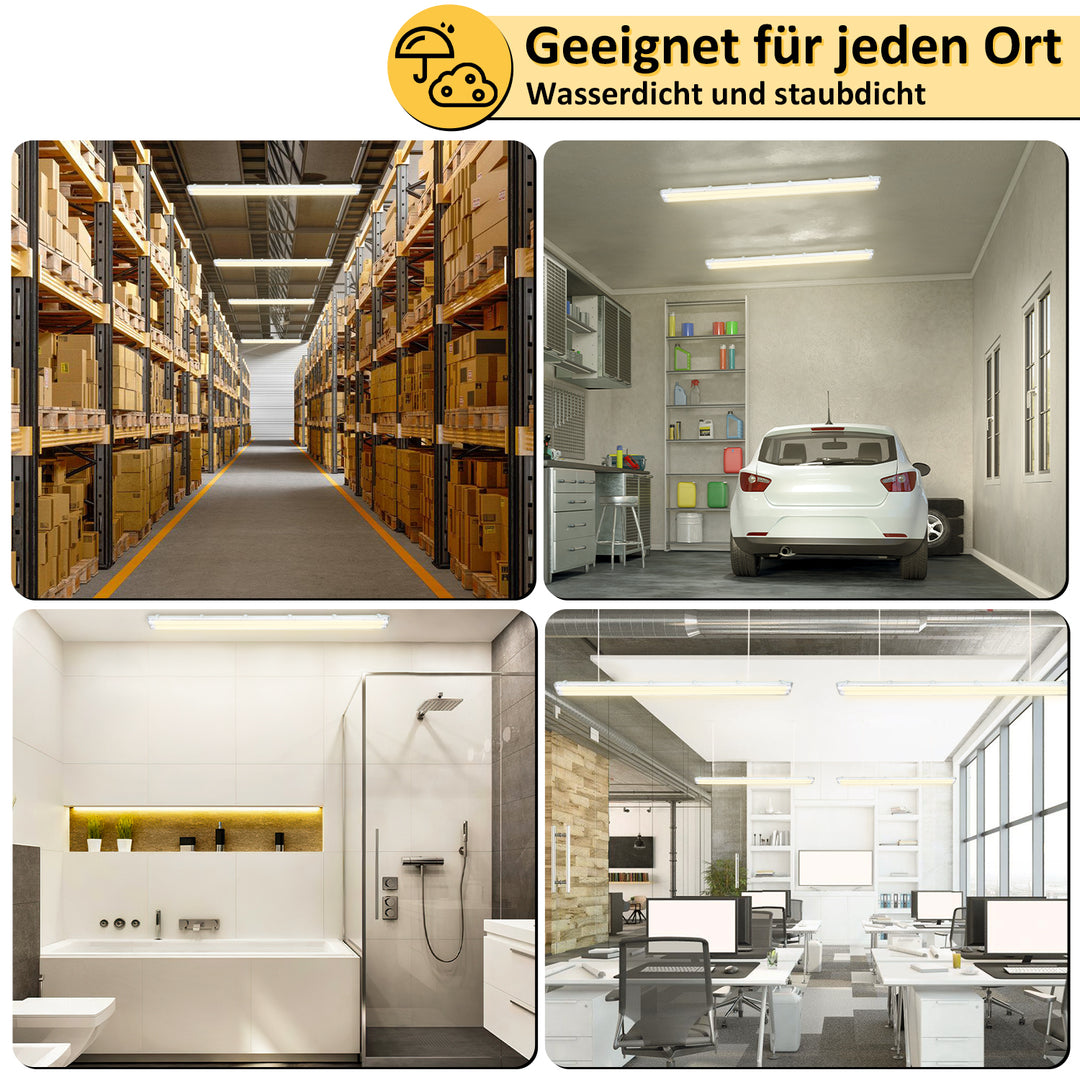 Sonnewelt LED Feuchtraumleuchte 2x 18W 120 cm T8 Neutralweiß/Kaltweiß