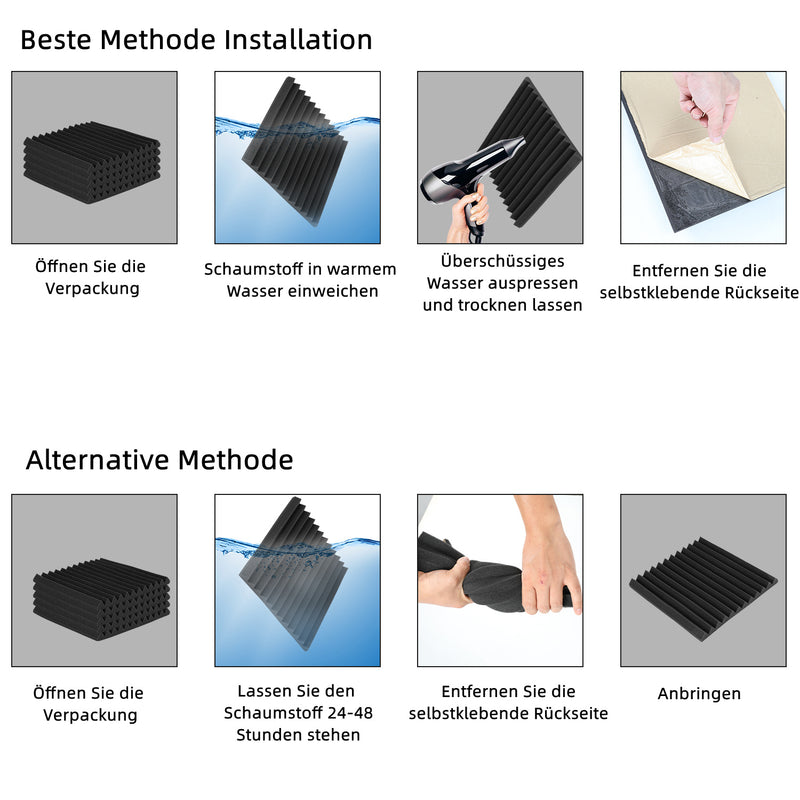 Sonnewelt Akustikschaumstoff Selbstklebend 3D Hochdichte Keil