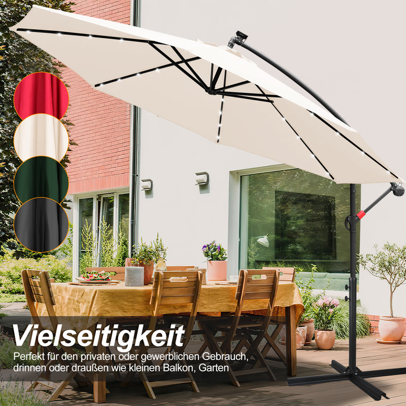 Sonnewelt Ampelschirm 3m/3.5m mit Solar LED