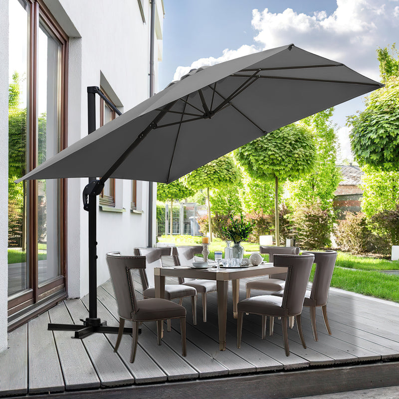 Sonnewelt Ampelschirm 300 x 300 cm Sonnenschirm 360° Drehbar