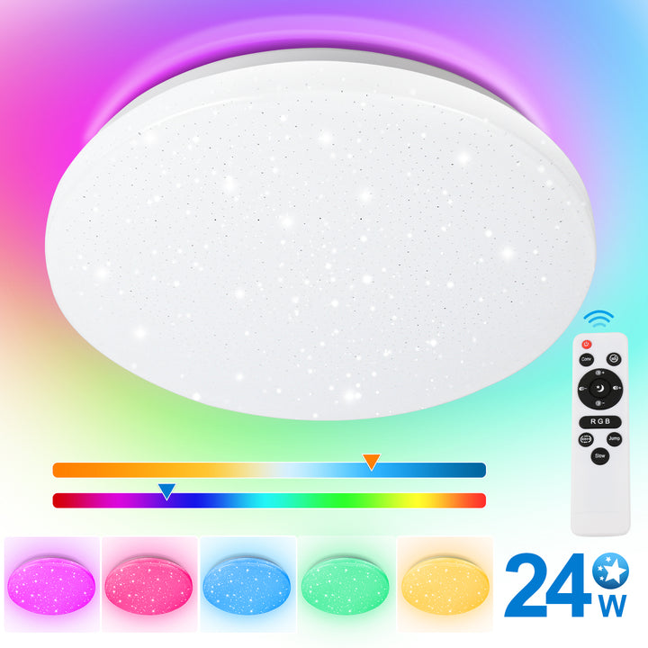 Sonnewelt 24W LED Deckenleuchte RGB mit Sternenhimmel-Effekt