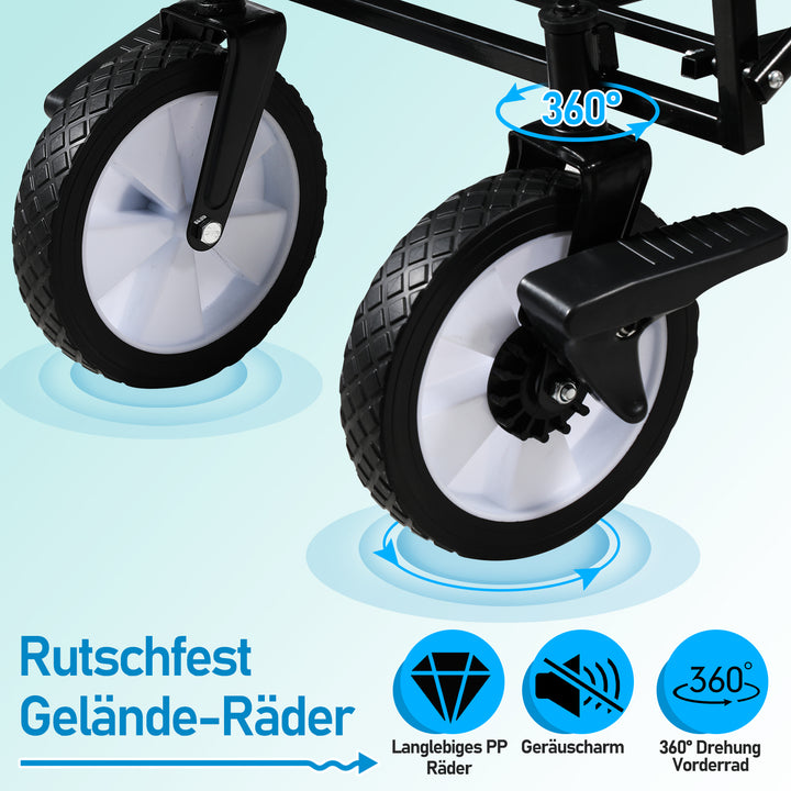 Sonnewelt Handcart Transport Cart with Roof Foldable 80kg Load Capacity
