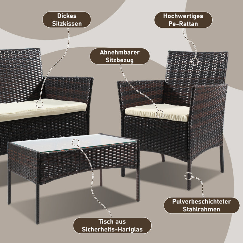 Sonnewelt Polyrattan Sitzgruppe Gartenmöbel Set