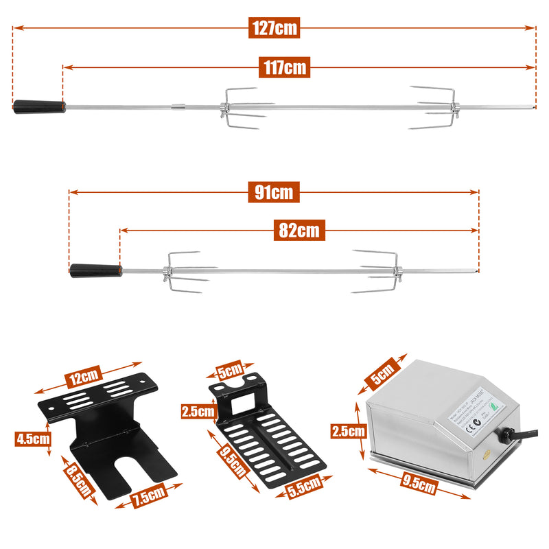 Sonnewelt BBQ Grillspieß Edelstahl Motor 4x Fleischnadel