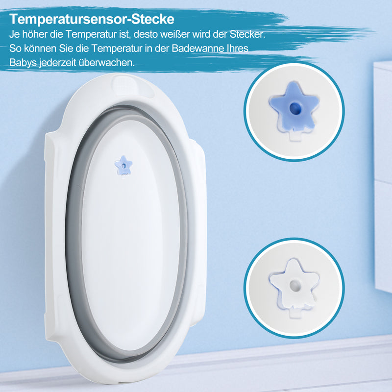 Sonnewelt Babywanne mit Ständer Faltbare mit Thermometer