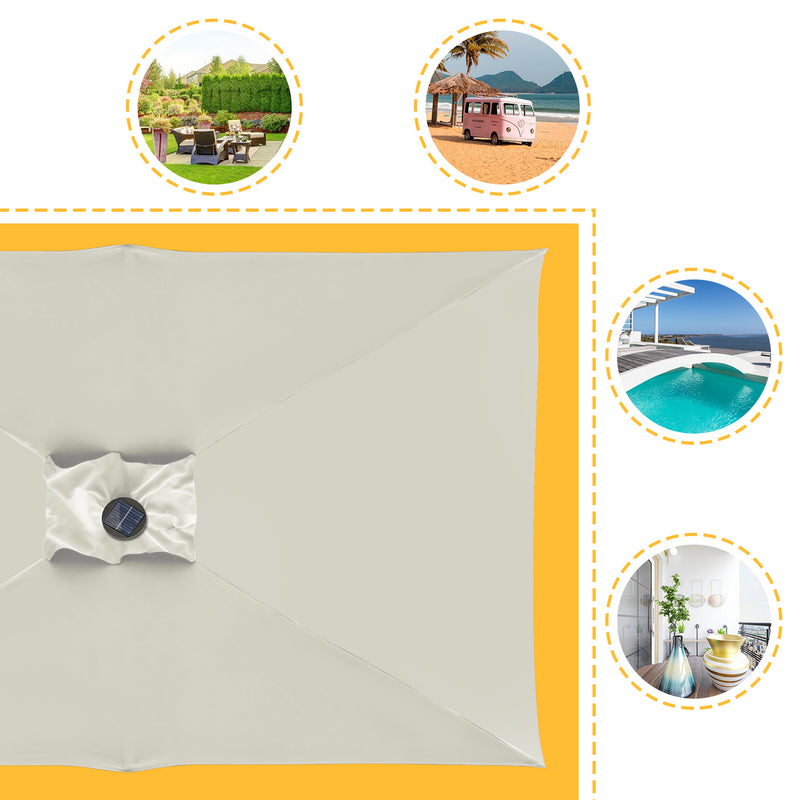 Sonnewelt Sonnenschirm 210x140 / 300x200cm Rechteckig mit LED Solar