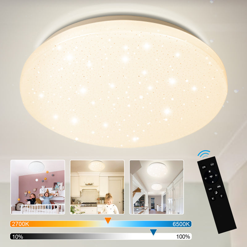Sonnewelt 24W LED Deckenleuchte Dimmbar mit Sternenhimmel-Effekt