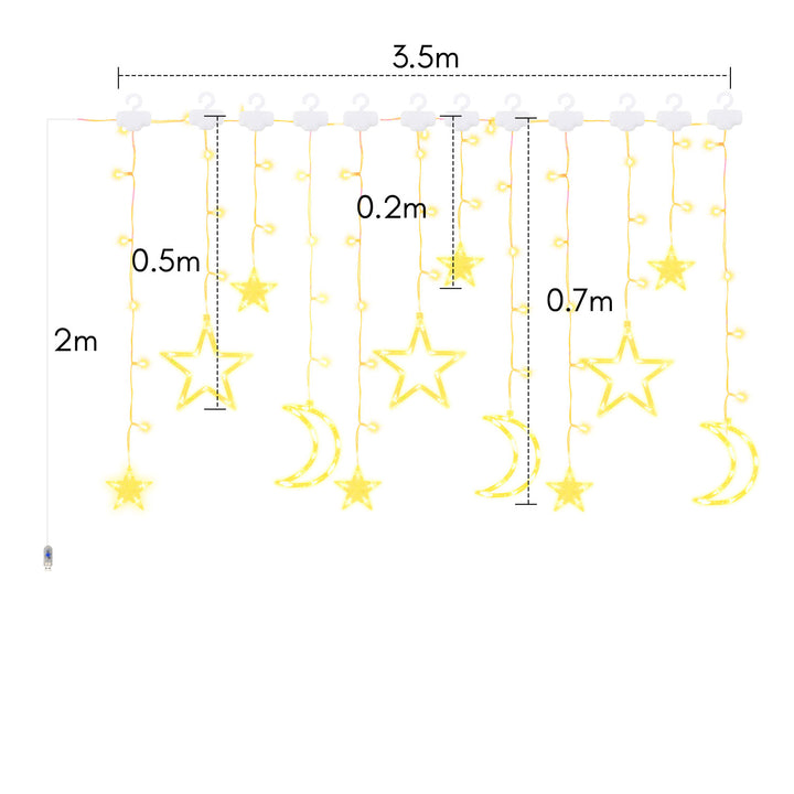 Sonnewelt LED Sterne Weihnachtsbeleuchtung Lichtervorhang 3,5M