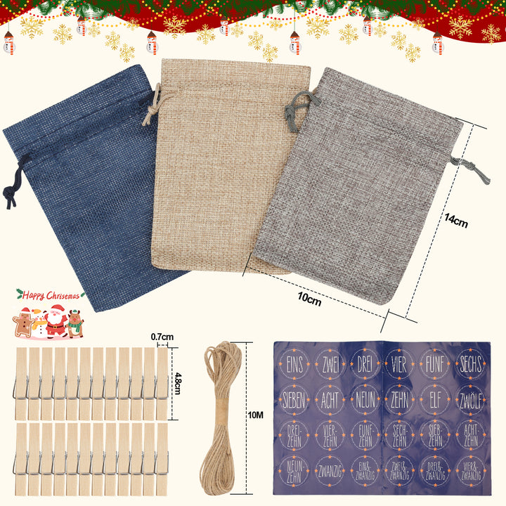 Sonnewelt Advent calendar DIY jute bags 24 pieces