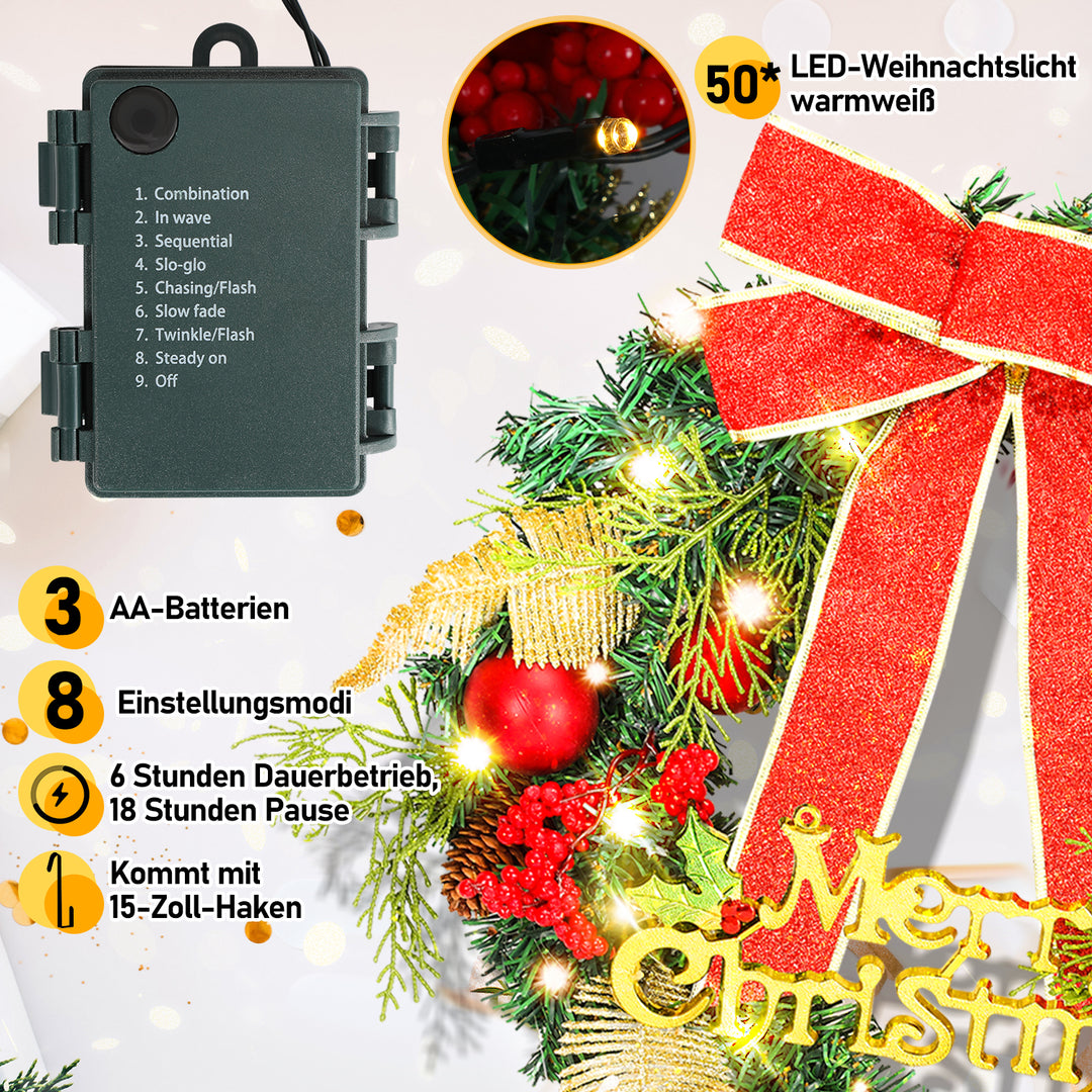 Sonnewelt Weihnachtskranz mit Beleuchtung