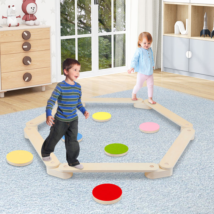 Sonnewelt wooden balance beam with 6 balancing stones for children