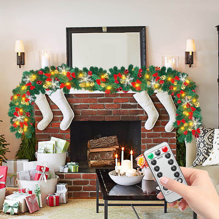 Sonnewelt Weihnachtsgirlande 100 LEDs mit Deko und Fernbedienung 5m
