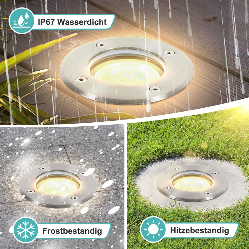 Sonnewelt LED Bodeneinbaustrahler 3W Naturweiß mit Mattierten Ersatzlinsen