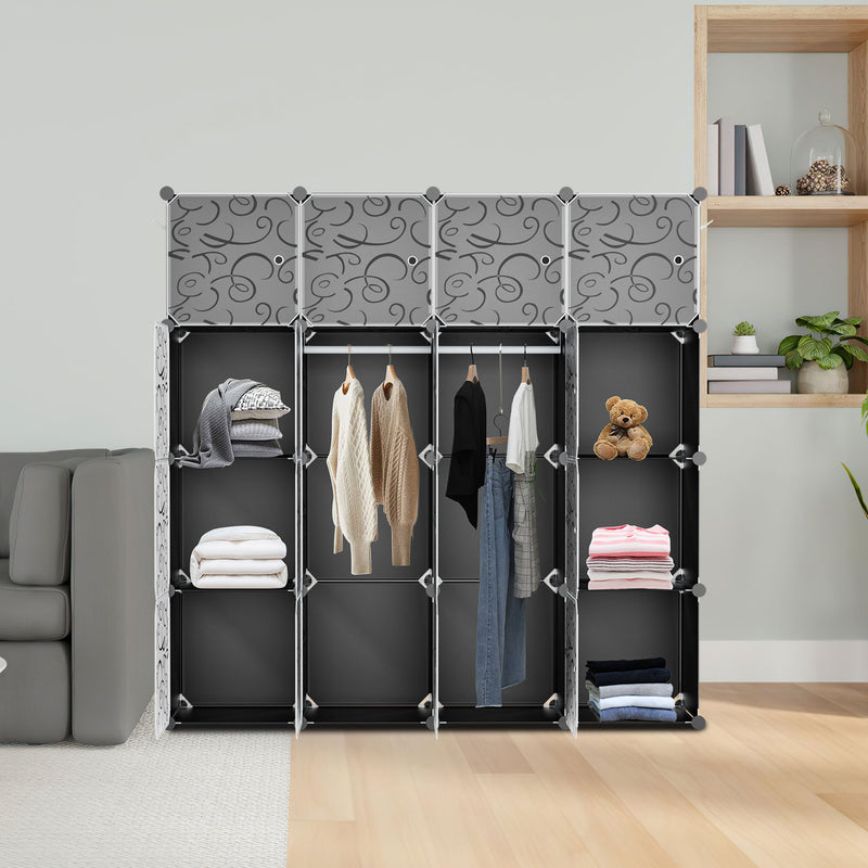 Sonnewelt Multifunktionaler Kleiderschrank mit Haken und Kleiderbügel