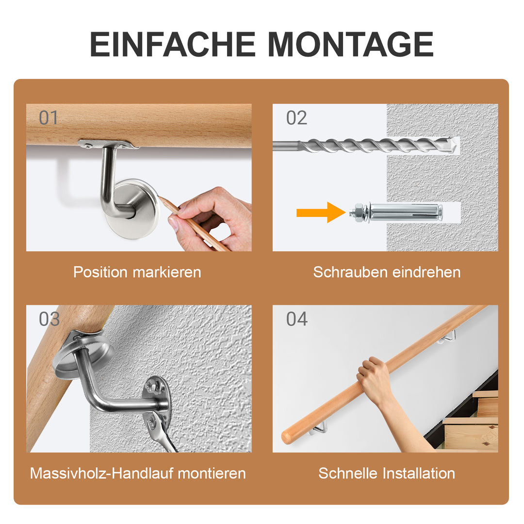 Sonnewelt Handlauf Buche Holz Wandhandlauf 50- 200cm