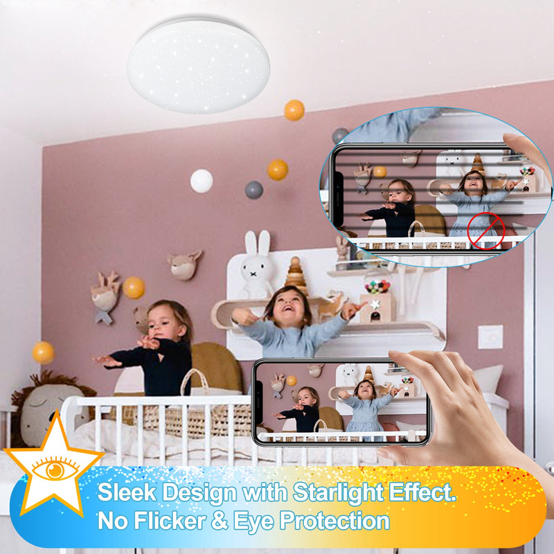 Sonnewelt 24W LED Deckenleuchte Dimmbar mit Sternenhimmel-Effekt
