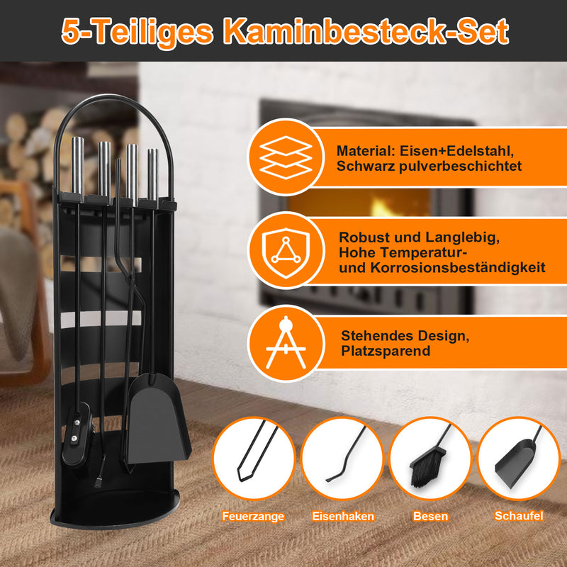 Sonnewelt Kaminbesteck 5 teilige Edelstahl Kaminzubehör