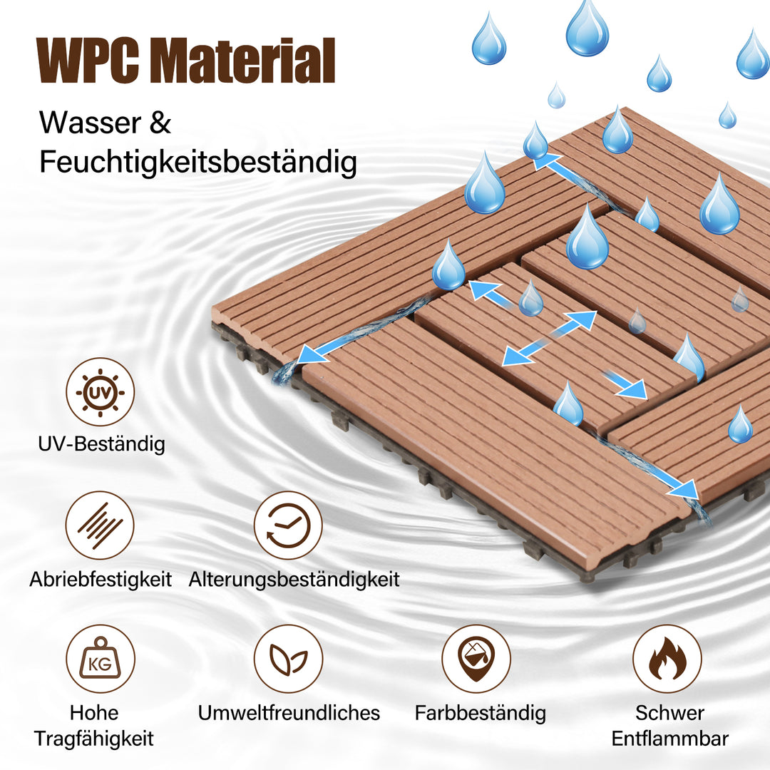 Sonnewelt WPC Terrassenfliesen Klickfliese 30x30cm 11 stk