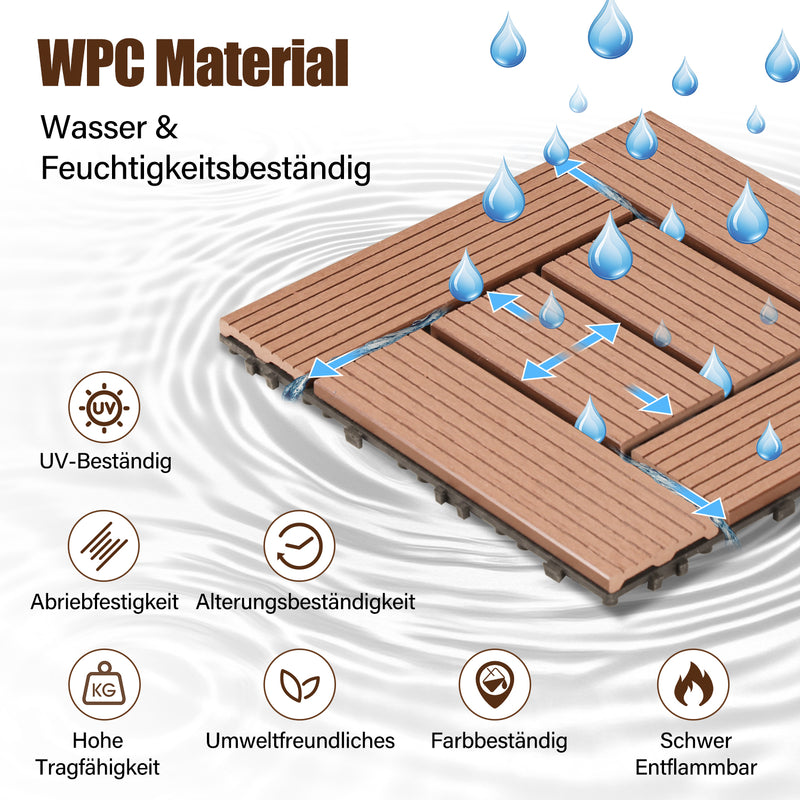 Sonnewelt WPC Terrassenfliesen Klickfliese 30x30cm 11 stk