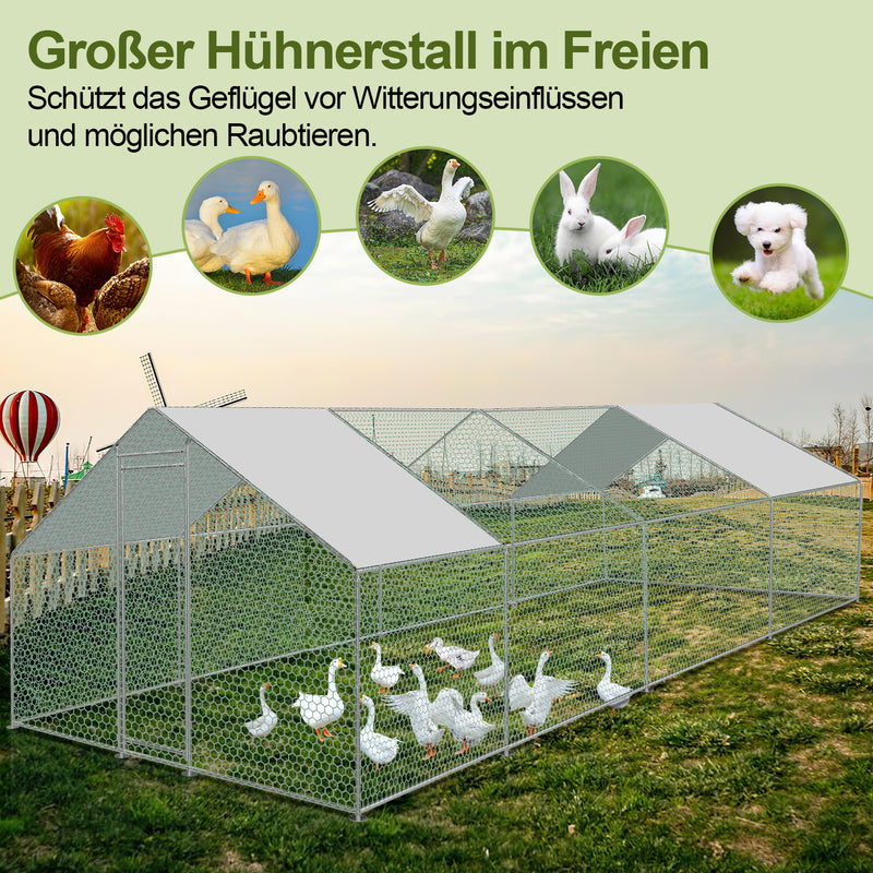 Sonnewelt Hühnerstall mit PE-Farbtuch 3x8x2m