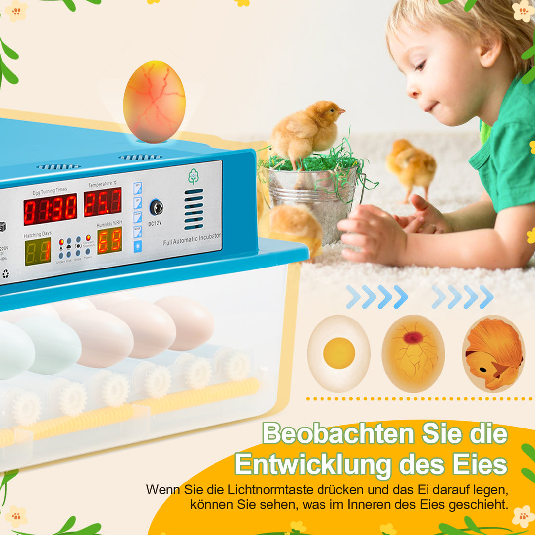 Sonnewelt Brutautomat Vollautomatisch Inkubator für Hühner 64 Eier