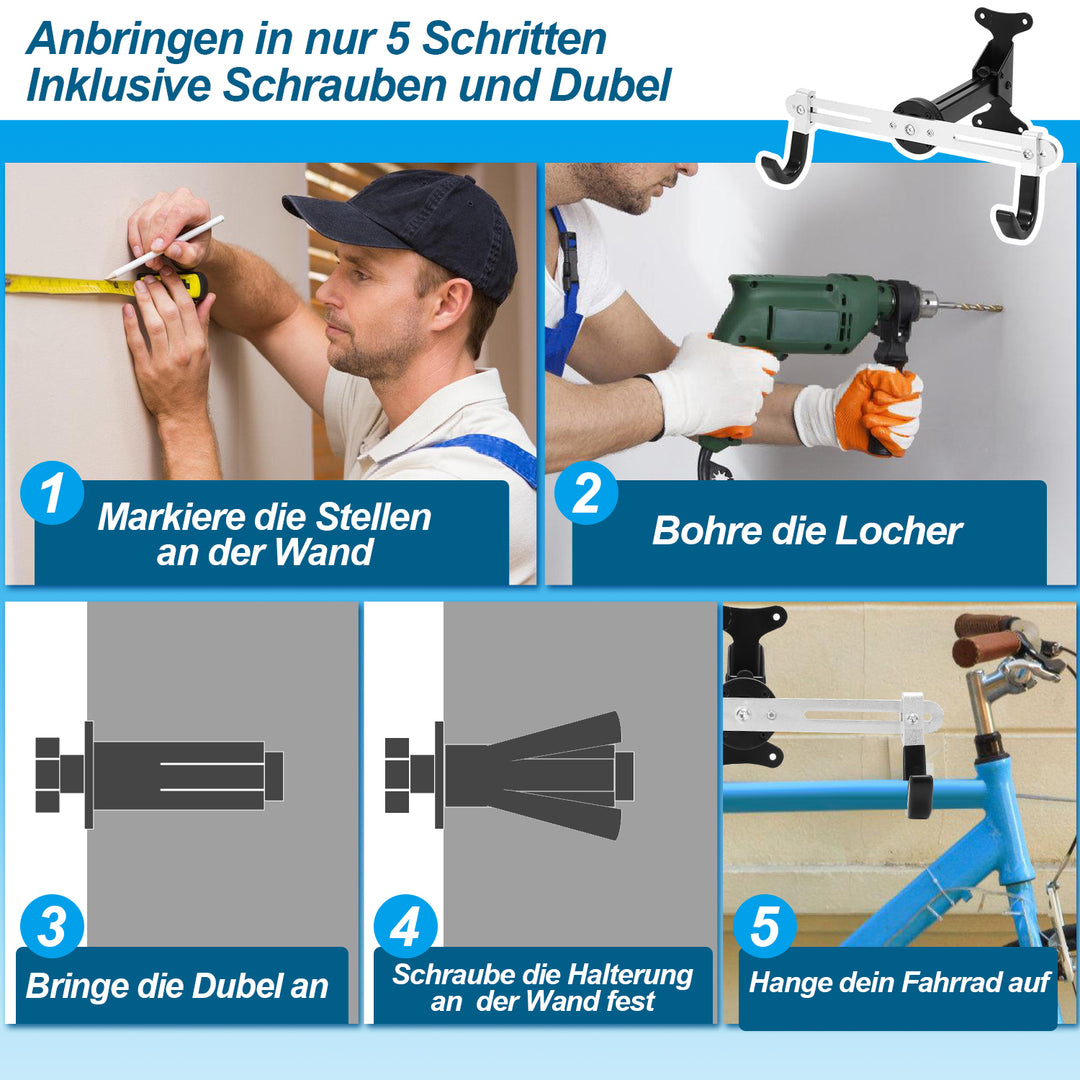 Sonnewelt Fahrradhalterung Wand Klappbare 360°