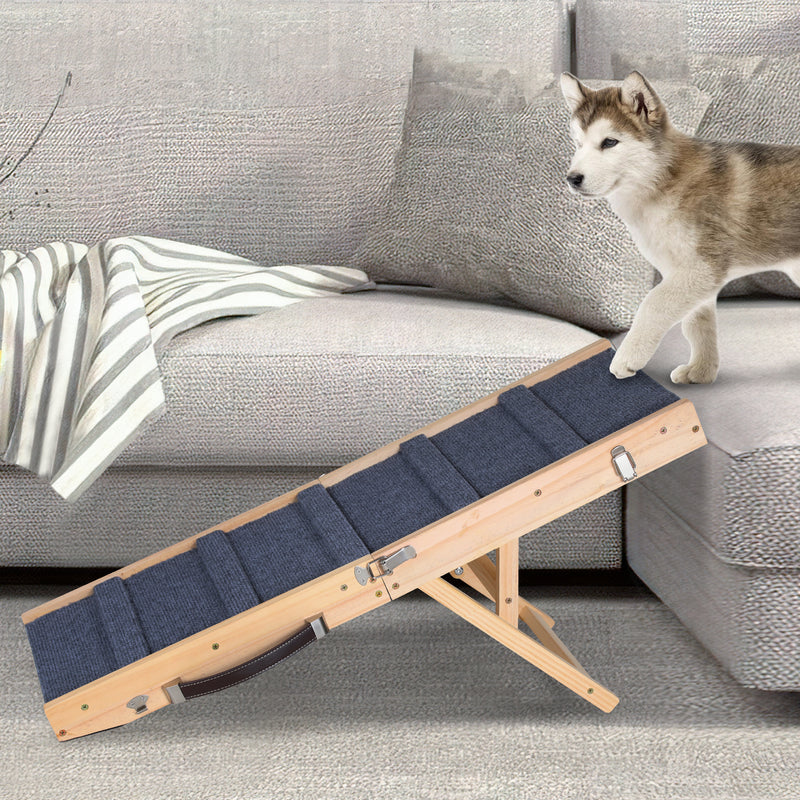 Sonnewelt Faltbare Hunderampe aus Holz Haustierrampe 4 Stufen