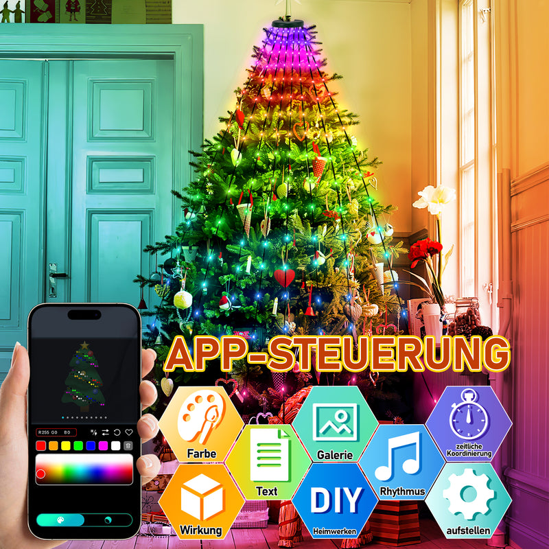 Sonnewelt Christbaumbeleuchtung mit APP-Kontrolle 160 LEDs IP67