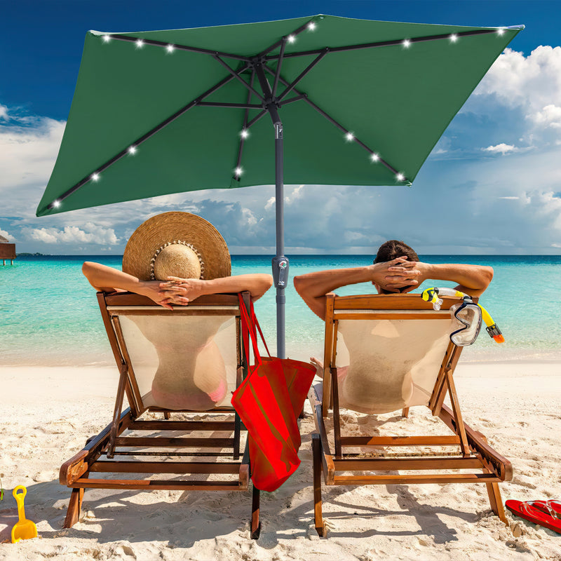 Sonnewelt Sonnenschirm 210x140 / 300x200cm Rechteckig mit LED Solar