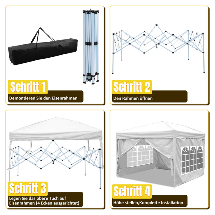 Sonnewelt Pop-Up Pavillon Gazebo mit Zentralverriegelung 3x3m mit Seiten