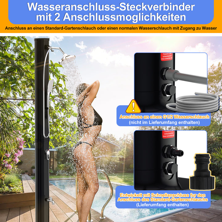 Sonnewelt 35L Solardusche Gartendusche Inkl. Schutzhaube und Handbrause