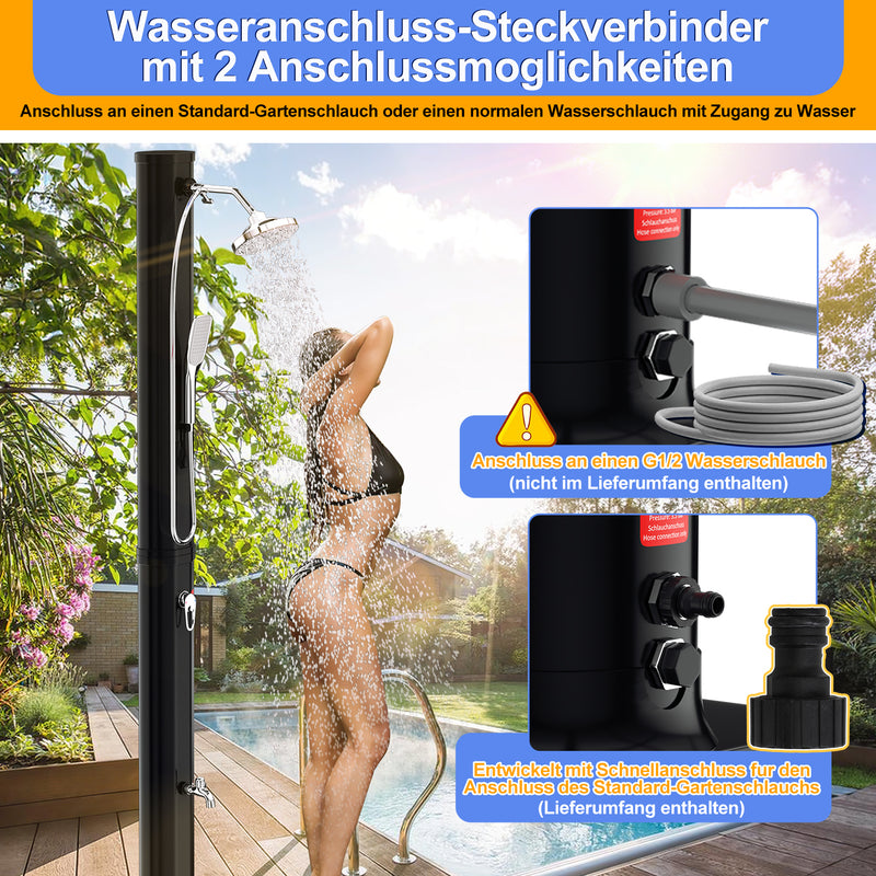 Sonnewelt 35L Solardusche Gartendusche Inkl. Schutzhaube und Handbrause