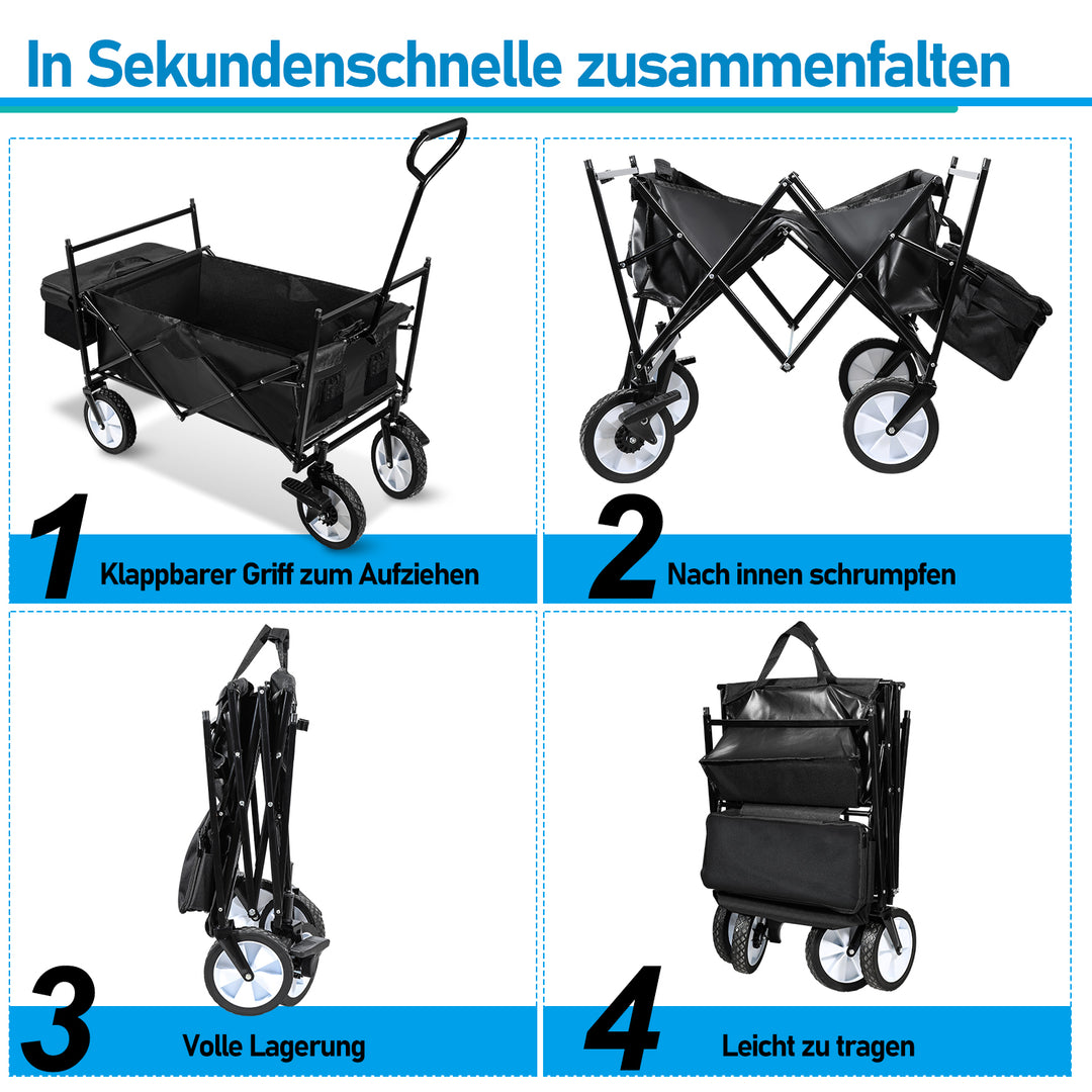 Sonnewelt Handcart Transport Cart with Roof Foldable 80kg Load Capacity