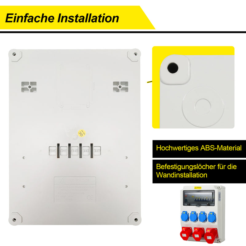 Sonnewelt Wandverteiler FI 4xSchuko-Steckdose und CEE-Steckdose 16/32A