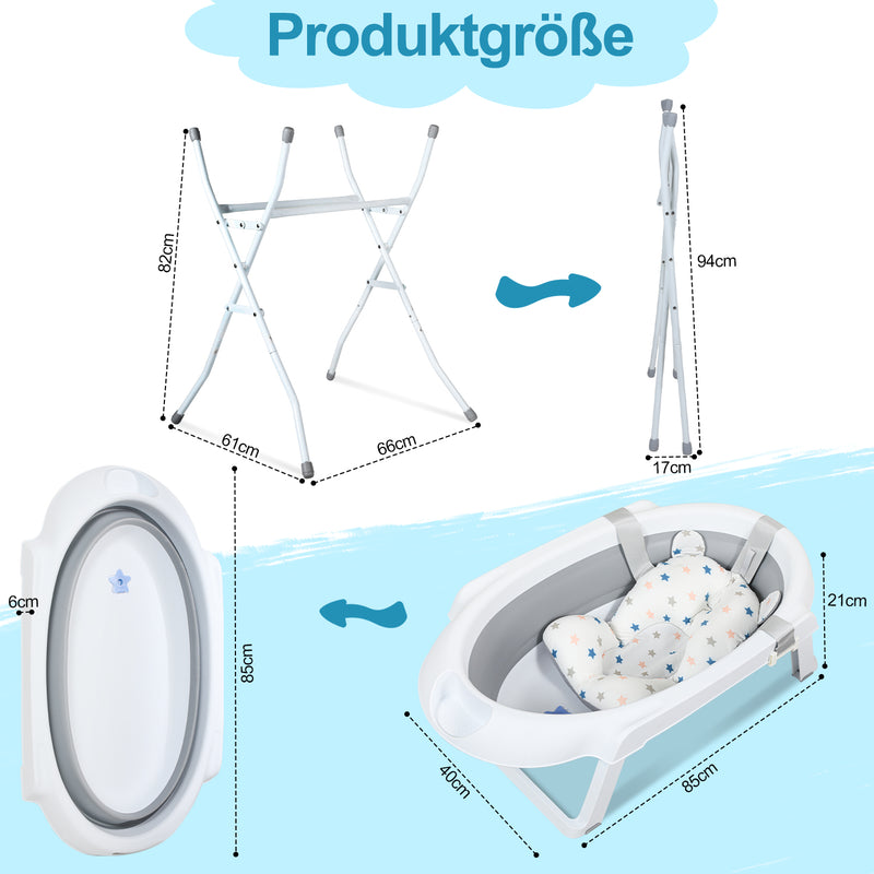 Sonnewelt Babywanne mit Ständer Faltbare mit Thermometer