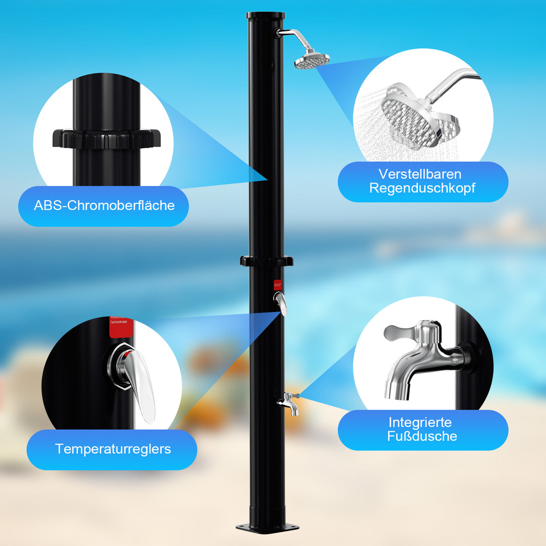 Sonnewelt solar shower with shower head, foot shower and protective cover 20L