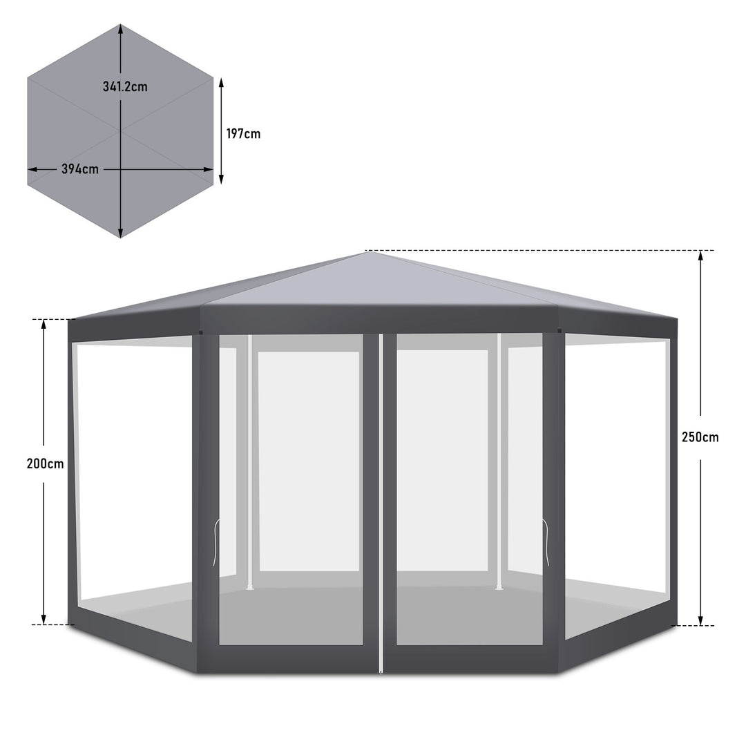Sonnewelt Pavillon Gartenzelt mit Moskitonetz Wasserdicht 6-eckig