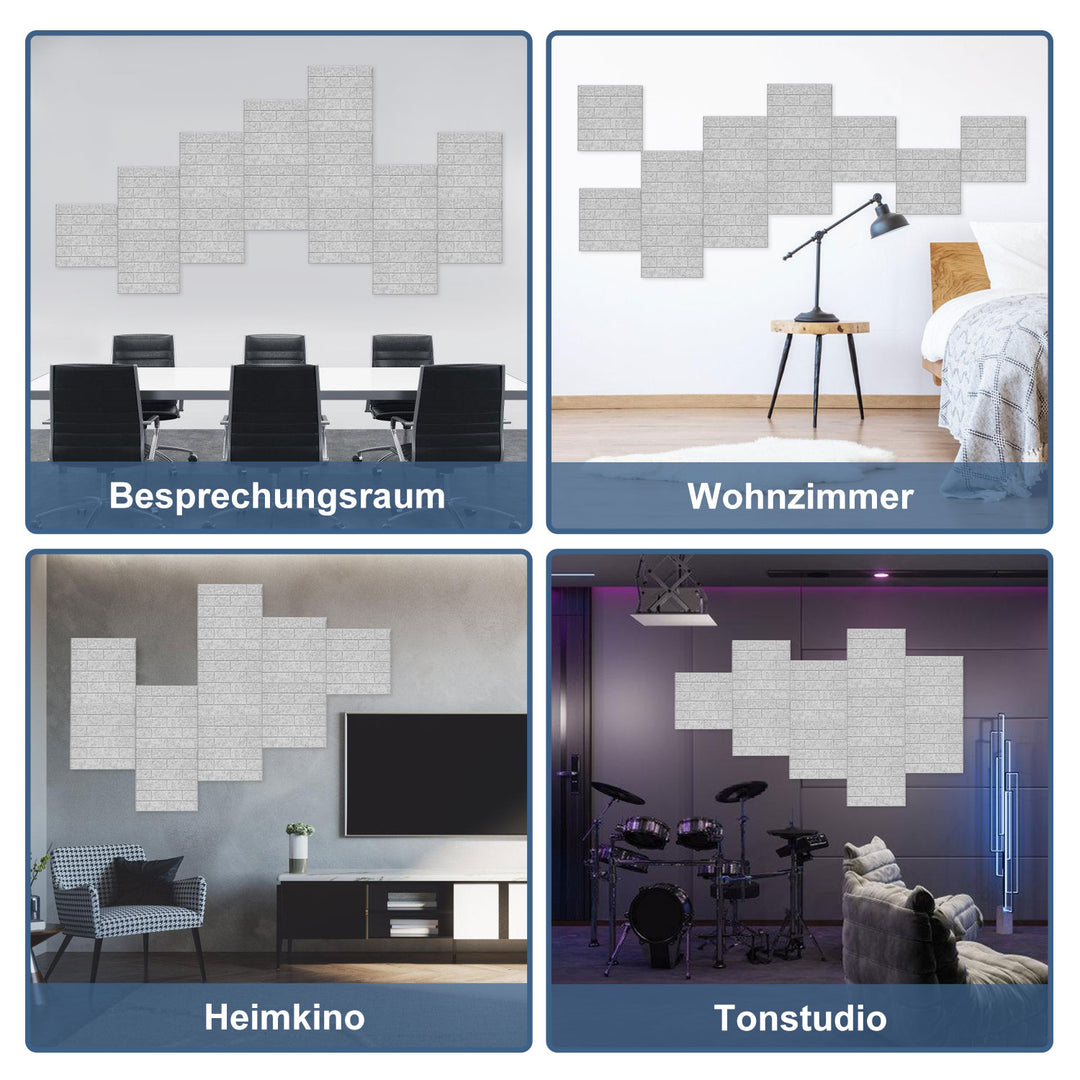 Sonnewelt Akustikplatten Wandpaneele Selbstklebend 12/18 Stück Quadratisch Kacheln