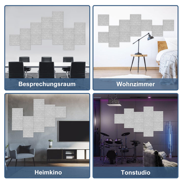 Sonnewelt Akustikplatten Wandpaneele Selbstklebend 12/18 Stück Quadratisch Kacheln